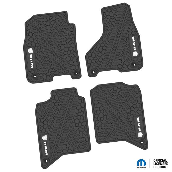 FlexTread 19-24 RAM 2500/3500 Crew Cab Floor Mats w/ RAM Head & Text Logo (4pc) NGTT19010