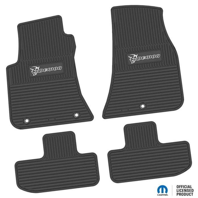 FlexTread 11-24 Dodge Challenger RWD Floor Mats (4pc) w/ Demon Logo - Black / NGCV53041