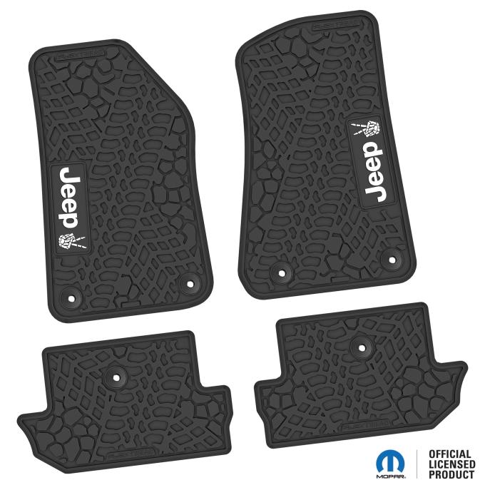FlexTread 18-24 Jeep Wrangler JL 2Dr Floor Mats (4pc) w/ JEEP Peace Sign Logo NGTT47053