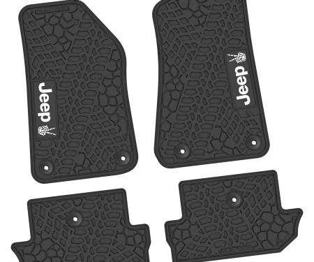 FlexTread 18-24 Jeep Wrangler JL 2Dr Floor Mats (4pc) w/ JEEP Peace Sign Logo NGTT47053