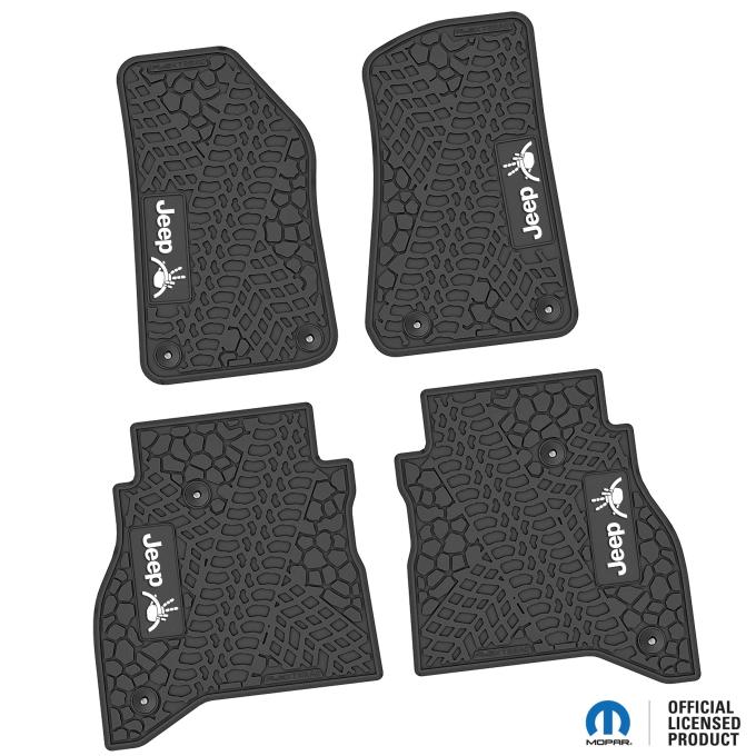 FlexTread 20-24 Jeep Gladiator Floor Mats (4pc) w/ JEEP Wave w/ Wheel Logo NGTT45051